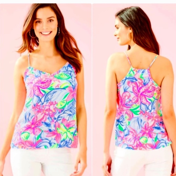 Lilly Pulitzer Ruffled Dusk Top Havana Cocktail XS - Picture 1 of 9